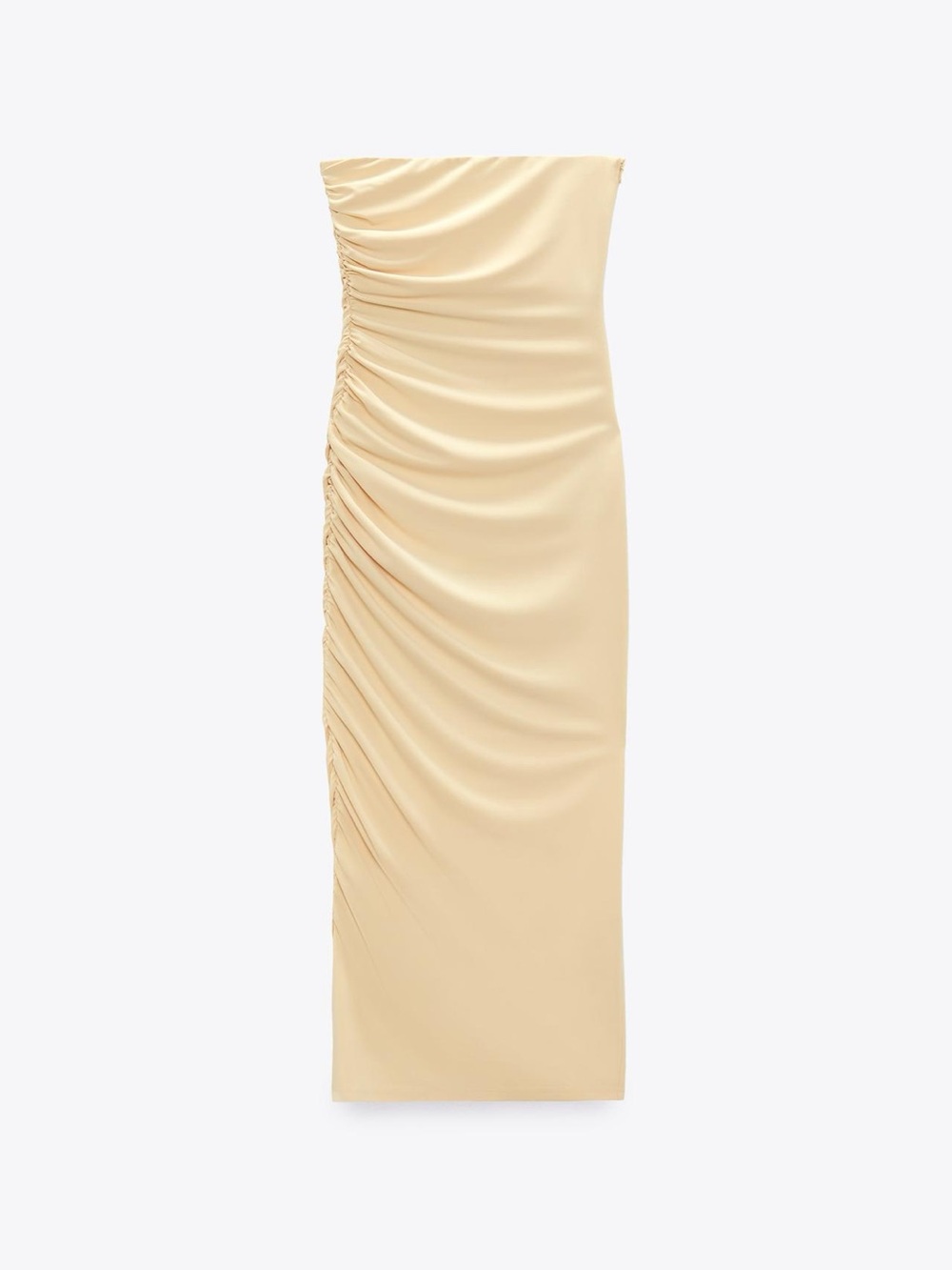 ZARA Fitted Midi Dress Light Yellow